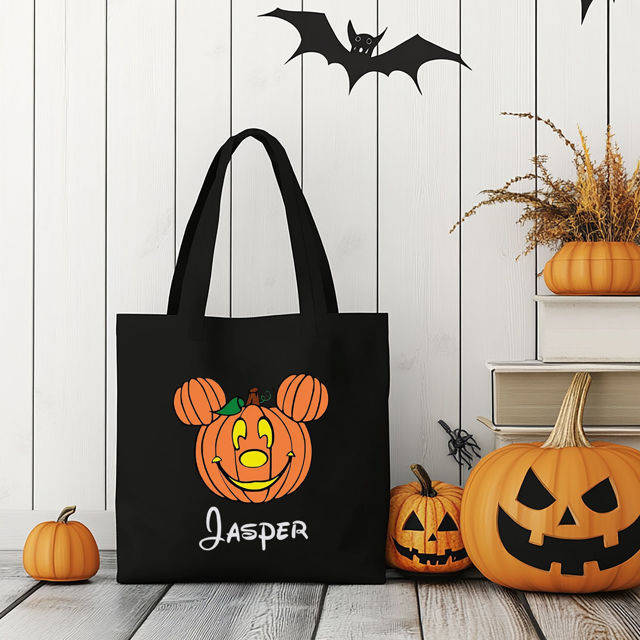 Picture of Custom Halloween Trick or Treat Bag | Personalised Halloween Canvas Bag with Name