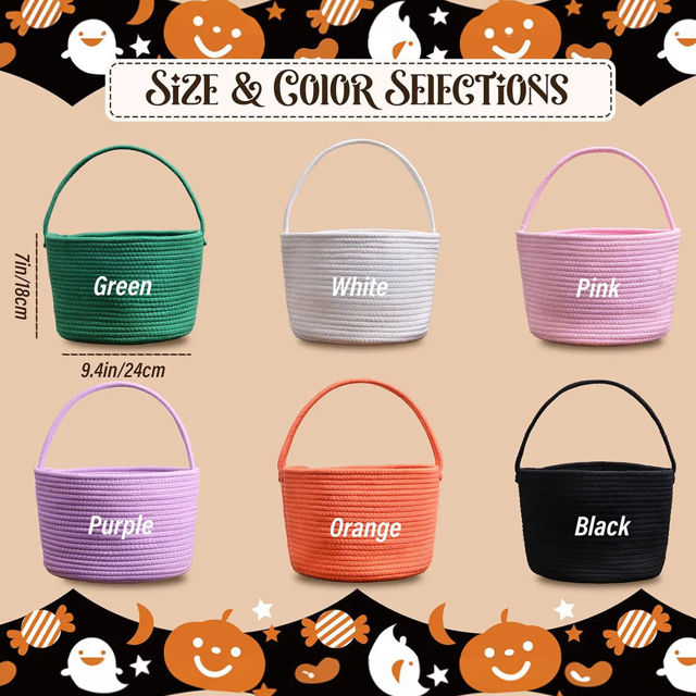 Picture of Custom Embroidered Halloween Candy Basket - Trick or Treat Basket - Halloween Basket for Kid