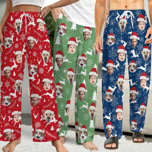 Picture of Custom Christmas Pajama Pants - Personalized Pajama bottoms with Faces and Patterns