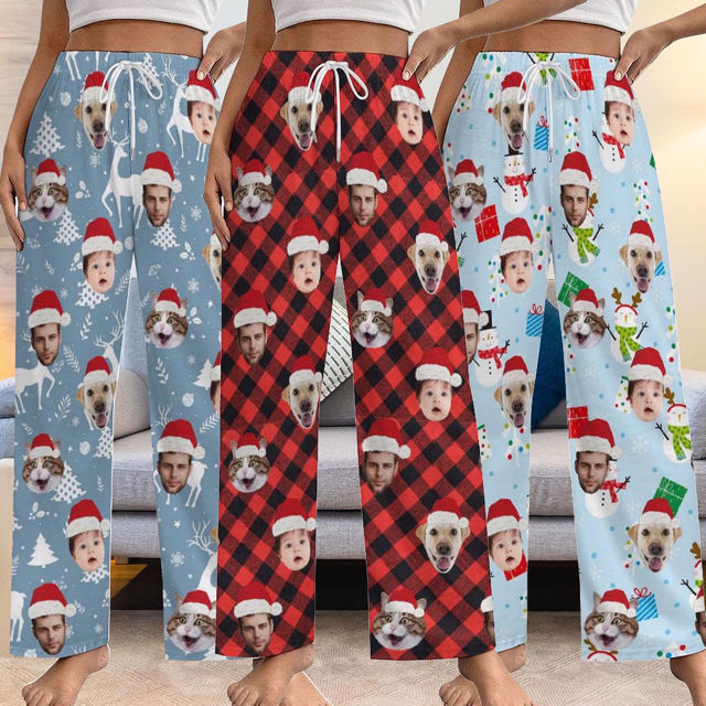 Picture of Custom Christmas Pajama Pants - Personalized Pajama bottoms with Faces and Patterns