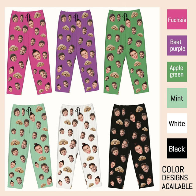 Picture of Custom Multi-avatar Pajama Pants - Personalized Pajama bottoms with Face