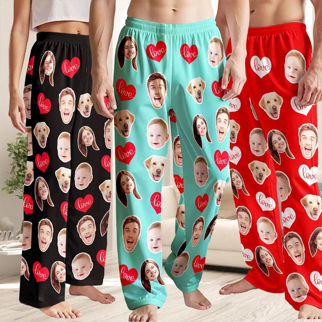 Picture of Custom Pajama Pants with Faces - Personalised Pajama bottoms for Gift Giving
