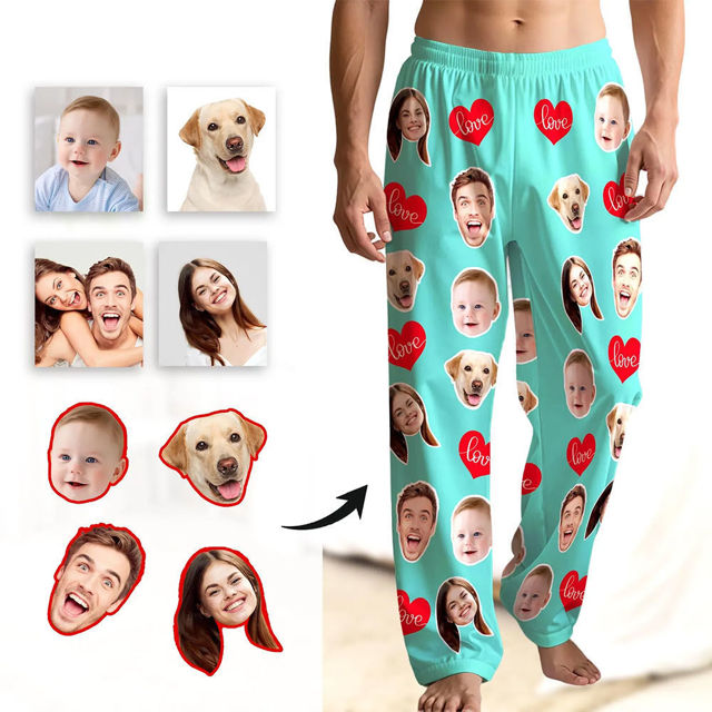 Picture of Custom Pajama Pants with Faces - Personalised Pajama bottoms for Gift Giving
