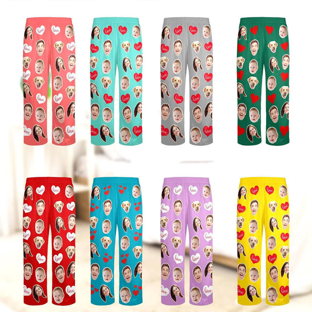 Picture of Custom Pajama Pants with Faces - Personalised Pajama bottoms for Gift Giving
