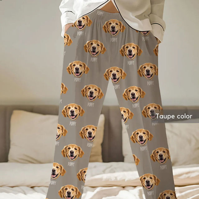 Picture of Custom Pajama Pants with Pets Face and Name - Personalized Pajama bottoms with Faces