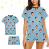 Picture of Custom Cozy Short Sleeves Face Pajamas Full Set - Personalised Unisex Summer Pajama Gift Set
