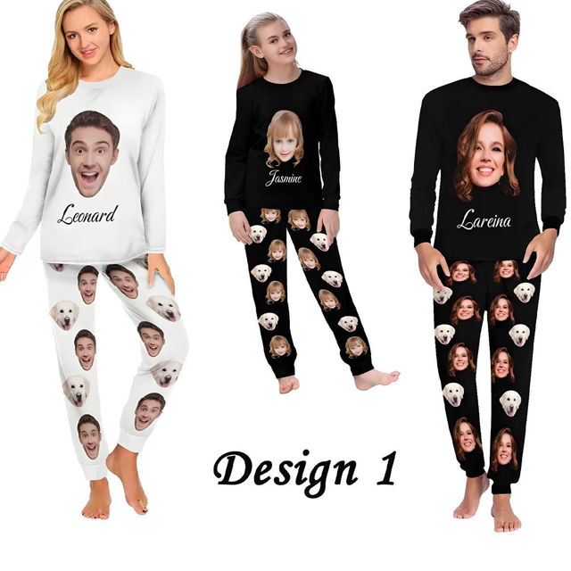 Picture of Custom Pajama Sets - Personalised Long Sleeve Pajama with Faces and Name
