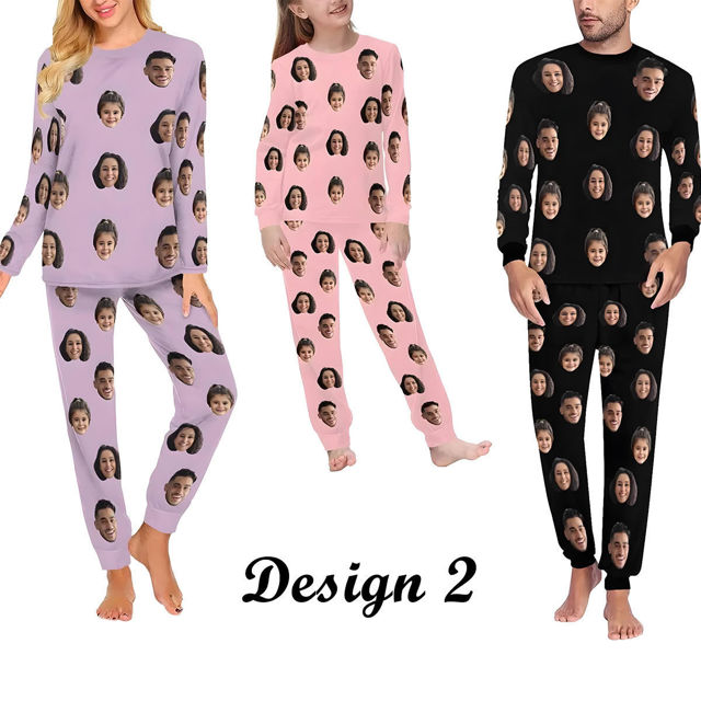 Picture of Custom Pajama Sets - Personalised Long Sleeve Pajama with Faces and Name