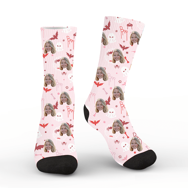 Picture of Custom Halloween Face Socks - Cute Funny Halloween - Personalized Socks for Men Women Kids
