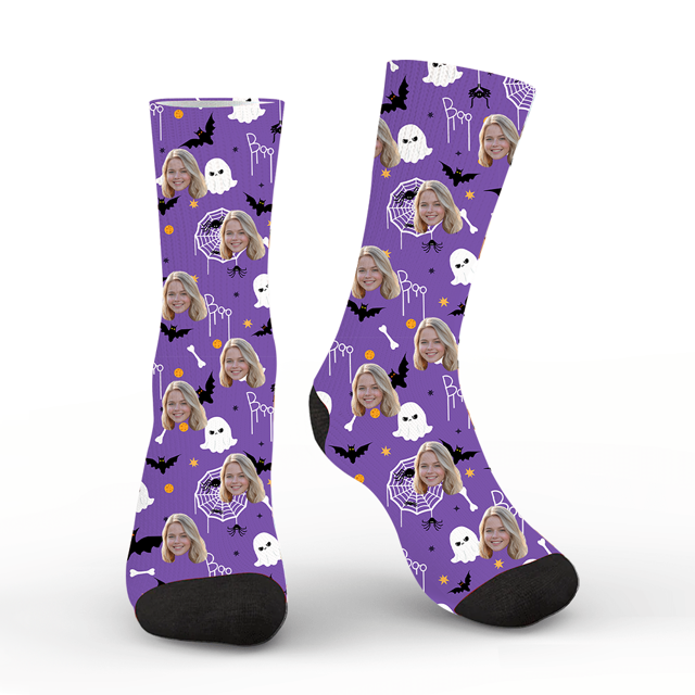 Picture of Custom Halloween Face Socks - Cute Funny Halloween - Personalized Socks for Men Women Kids