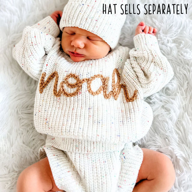 Picture of Newborn Baby Embroidered Sweater Set - Custom Embroidered Baby Sweaters -  Baby Shower Gift