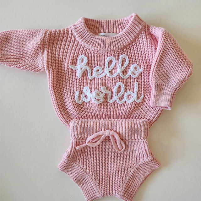 Picture of Newborn Baby Embroidered Sweater Set - Custom Embroidered Baby Sweaters -  Baby Shower Gift