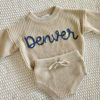 Picture of Newborn Baby Embroidered Sweater Set - Custom Embroidered Baby Sweaters -  Baby Shower Gift