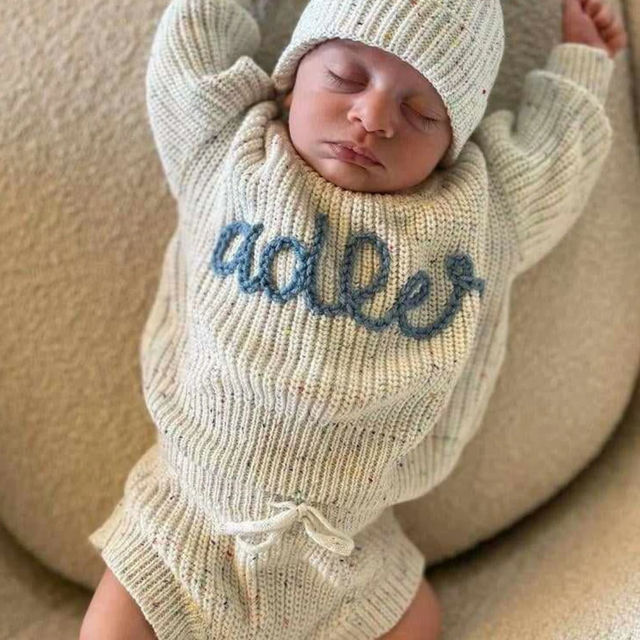 Picture of Newborn Baby Embroidered Sweater Set - Custom Embroidered Baby Sweaters -  Baby Shower Gift