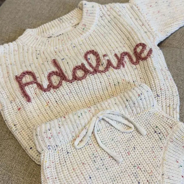 Picture of Newborn Baby Embroidered Sweater Set - Custom Embroidered Baby Sweaters -  Baby Shower Gift
