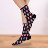 Picture of Custom Christmas Photo Socks with Green / Red Santa Hat - Personalized Christmas Gift