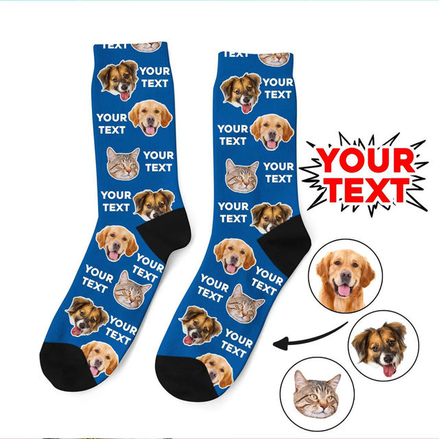 Picture of Custom Photo Face Socks with Text - Personalized Birthday or Anniversary Gift