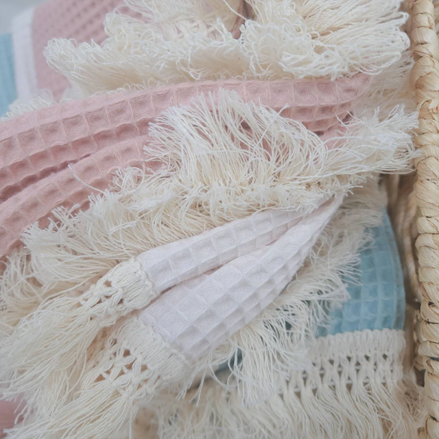 Picture of Personalized Embroidered Baby Blanket - Custom Embroidered Baby Blanket - Custom Waffle Tassel Blanket
