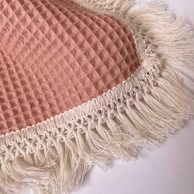 Picture of Personalized Embroidered Baby Blanket - Custom Embroidered Baby Blanket - Custom Waffle Tassel Blanket