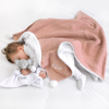 Picture of Personalised Embroidered Blanket - Custom Name Jacquard Knit Pom Pom Blanket - Pom Pom and Sherpa Fleece Backing