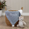 Picture of Personalised Embroidered Blanket - Custom Name Jacquard Knit Pom Pom Blanket - Pom Pom and Sherpa Fleece Backing