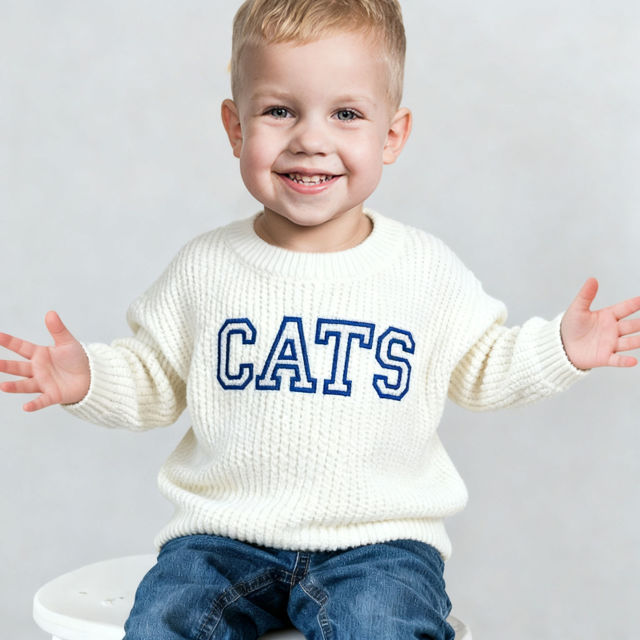 Picture of Personalized Embroidered Name Sweater for Kids - Custom Knitted Embroidery Sweater for Toddlers & Baby