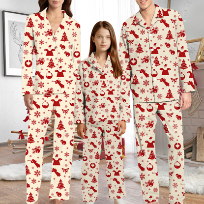 Picture of Family Christmas Pajamas Set -  Christmas Cream Sleepwear