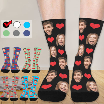 Picture of Custom Photo Face Socks with Heart - Gift for Couples and Family - Personalized Socks Gift