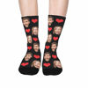 Picture of Custom Photo Face Socks with Heart - Gift for Couples and Family - Personalized Socks Gift