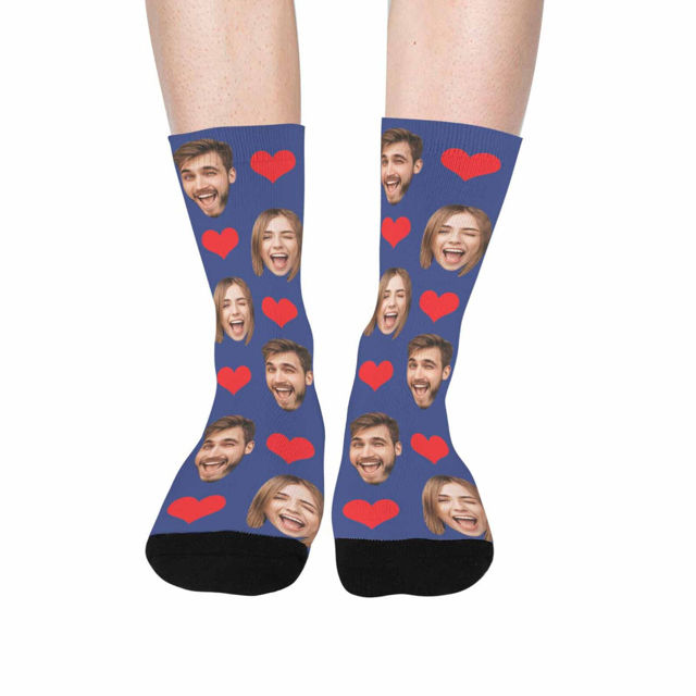 Picture of Custom Photo Face Socks with Heart - Gift for Couples and Family - Personalized Socks Gift