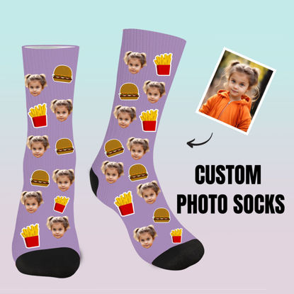 Picture of Custom Burgers and Fries Photo Face Socks - Personalized Socks Gift