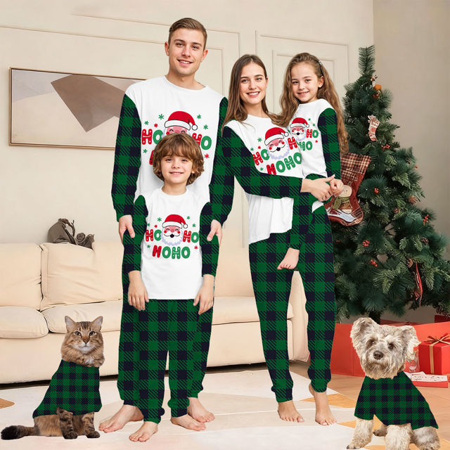 Picture of Family Christmas Pajama Sets - Long Sleeve Pajamas with Santa Pattern - Family Christmas Gift