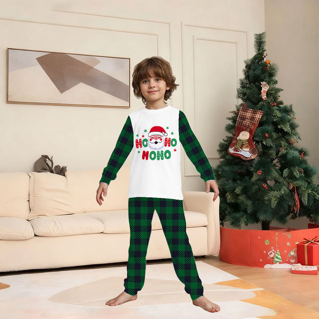 Picture of Family Christmas Pajama Sets - Long Sleeve Pajamas with Santa Pattern - Family Christmas Gift