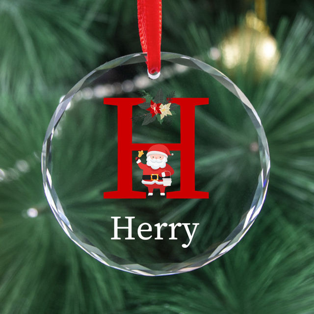 Picture of Custom Christmas Tree Crystal Ornaments with Letter - Custom Christmas Tree Ornament - Christmas Ornament