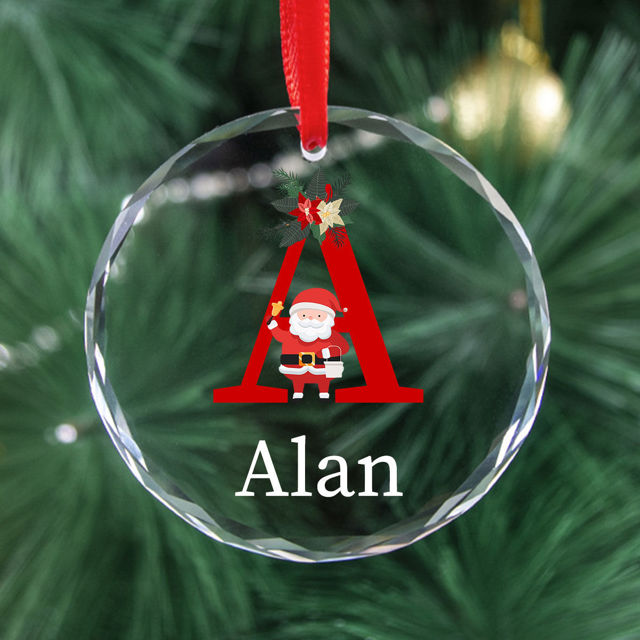 Picture of Custom Christmas Tree Crystal Ornaments with Letter - Custom Christmas Tree Ornament - Christmas Ornament