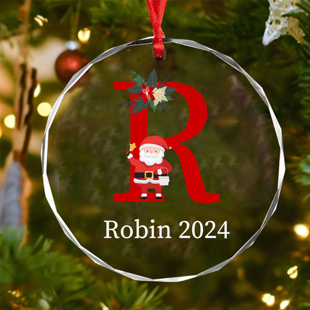 Picture of Custom Christmas Tree Crystal Ornaments with Letter - Custom Christmas Tree Ornament - Christmas Ornament