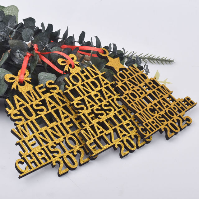 Picture of Custom Family Christmas Ornament - Wooden Christmas Tree Ornament - Family Ornaments for Christmas - Set of 3 Identical Signs