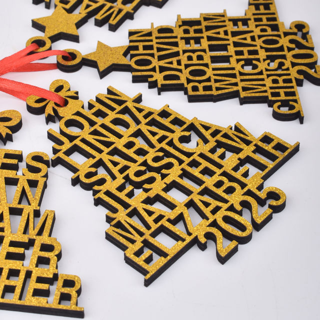 Picture of Custom Family Christmas Ornament - Wooden Christmas Tree Ornament - Family Ornaments for Christmas - Set of 3 Identical Signs