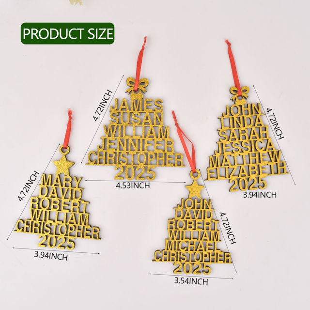 Picture of Custom Family Christmas Ornament - Wooden Christmas Tree Ornament - Family Ornaments for Christmas - Set of 3 Identical Signs