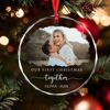 Picture of Couple Christmas Tree Crystal Ornaments with Photo - Custom Christmas Tree Ornament - Xmas Home Decor - Christmas Ornament