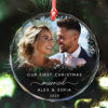 Picture of Couple Christmas Tree Crystal Ornaments with Photo - Custom Christmas Tree Ornament - Xmas Home Decor - Christmas Ornament
