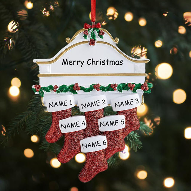 Picture of Personalised Resin Christmas Ornament with Names -  Family Christmas Stocking Ornament