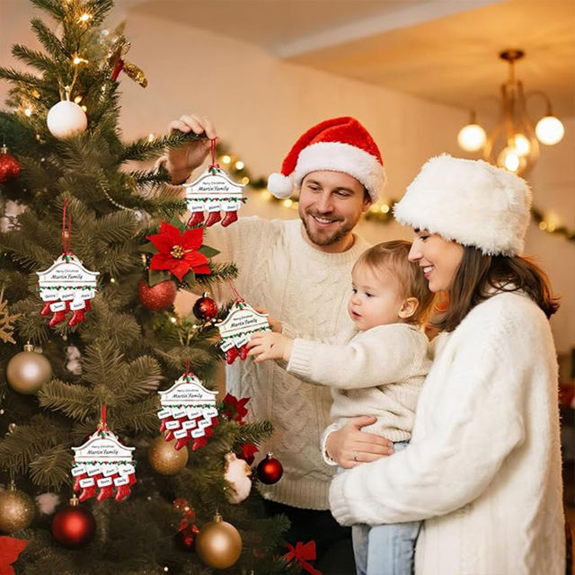 Picture of Personalised Resin Christmas Ornament with Names -  Family Christmas Stocking Ornament