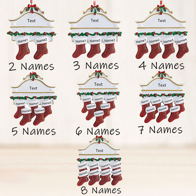 Picture of Personalised Resin Christmas Ornament with Names -  Family Christmas Stocking Ornament