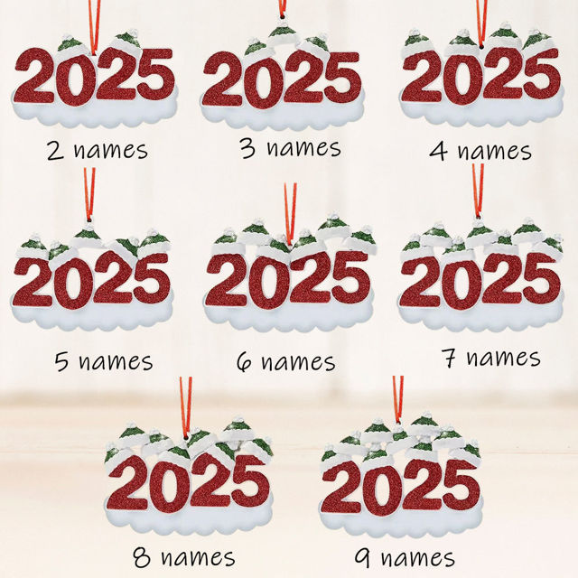 Picture of Personalised Resin Christmas Ornament with Names -  Christmas Tree Ornament - Green Hats