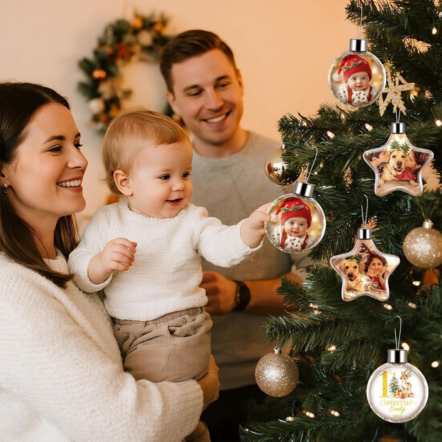 Picture of Personalised Photo Christmas Tree Ornament -  Christmas Ball Ornament - Xmas Home Decor