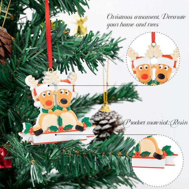 Picture of Personalised Resin Christmas Ornament with Names - Elks Family Christmas Tree Ornament