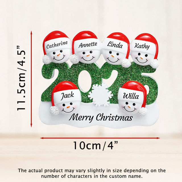 Picture of Personalised Resin Christmas Ornament with Names - Family Christmas Snowman Ornament