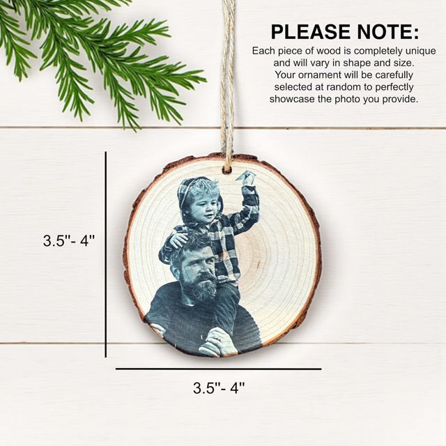 Picture of Personalised Wood Christmas Tree Ornament with Photo -  Family Christmas Ornament - Christmas Decor