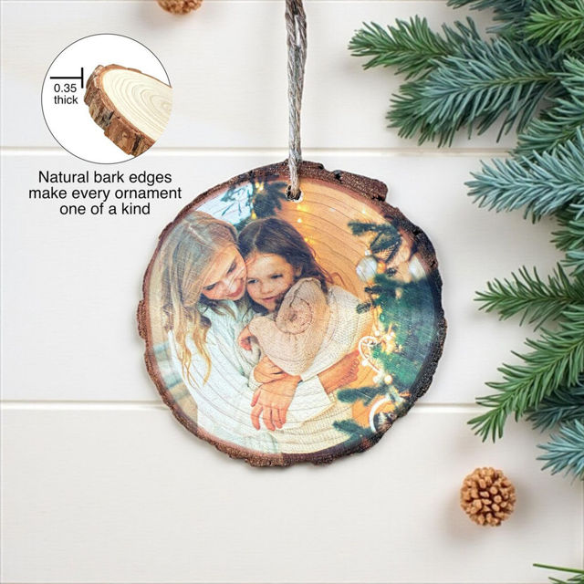 Picture of Personalised Wood Christmas Tree Ornament with Photo -  Family Christmas Ornament - Christmas Decor